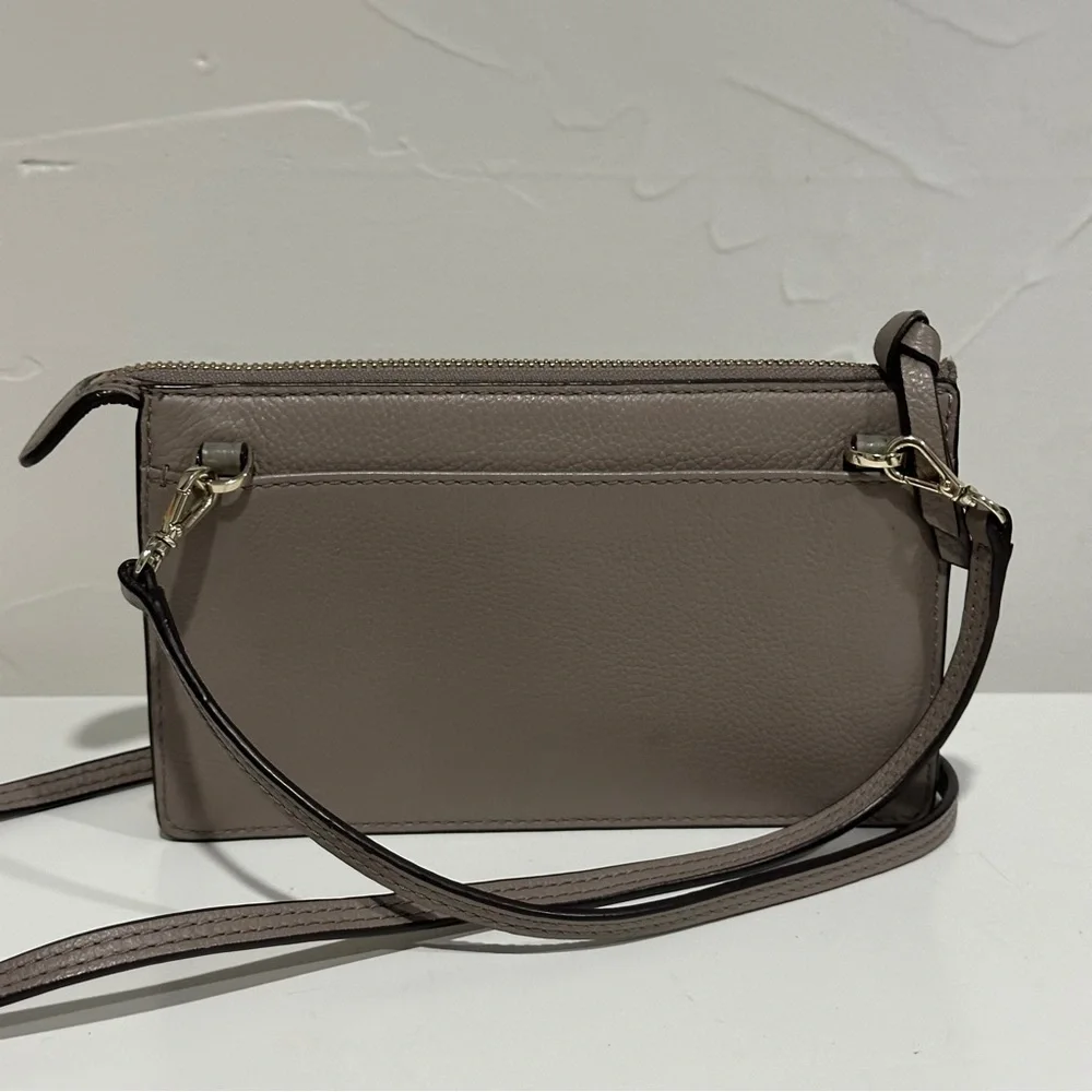 Kate Spade Jackson Crossbody‎ Bag Slate Gray Pebbled Leather Wallet Clutch